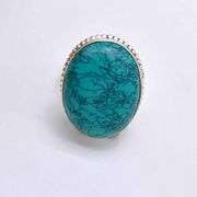 Pretty Lab Turquoise gemstone Oval Ring