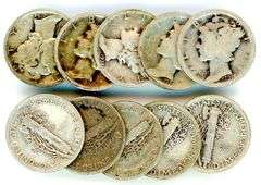 10 Different Silver Mercury Dimes