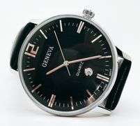 Classic Looking Everyday Men's Geneva Watch w/ Genuine Leather Band