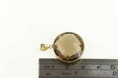 14K Yellow Gold Faceted Smoky Quartz Round Bezel Pendant