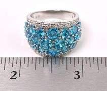 Blue And White CZ Ring In Sterling Silver