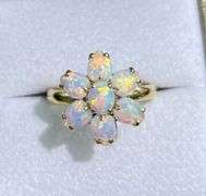 GORGEOUS 14KT SOLID YELLOW GOLD & OPAL COCKTAIL RING
