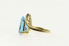10K Yellow Gold Pear Blue Topaz Diamond Accent Cocktail Ring