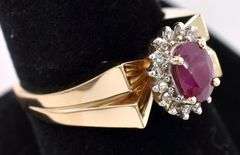 Brilliant Enhanced Ruby And Daimond Ring In 14K Yellow Gold