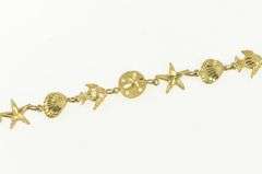 14K Yellow Gold Ornate Sea Shell Beach Ocean Motif Fish Bracelet