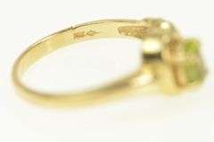 14K Yellow Gold Oval Peridot Scalloped Bypass Statement Ring