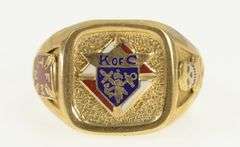 10K Yellow Gold Knights of Columbus Enamel Men's Signet Ring