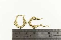 14K Yellow Gold Puffy Scalloped Vintage Heart Wing Hoop Earrings