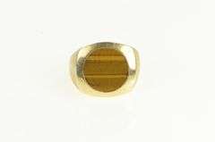 14K Yellow Gold 1960's Squared Tiger's Eye Vintage Retro Ring