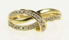10K Yellow Gold Diamond Wavy Layered Look Statement Band Ring