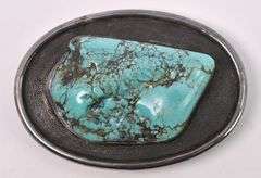 Turquoise Belt Buckle In Sterling Silver