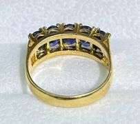 5.0 CARAT  BLUE SAPPHIRE BAND RING 14KT SOLID YELLOW GOLD