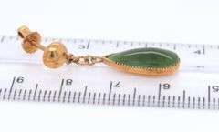 2 Pairs of Green Jade Dangle Earrings in Yellow Gold