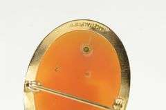 14K Yellow Gold Carved Shell Cameo Diamond Vintage Classic Pendant