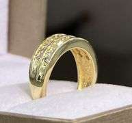 14KT SOLID YELLOW GOLD DOUBLE ROW DIAMOND BAND RING
