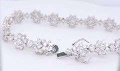 925 Sterling Silver Cubic Zirconia Flower Link Bracelet