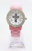 Fancy Pink Geneva Watch w/ Cross Graphic and Gemstones