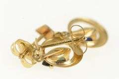 14K Yellow Gold Marquise Natural Sapphire Round Dangle Earrings