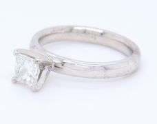 Brilliant White Gold 0.74ctw Princess Cut Diamond Engagement Ring