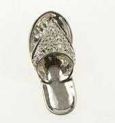 14K White Gold Pave Diamond Inset Sandal Flip Flop Shoe Charm/Pendant