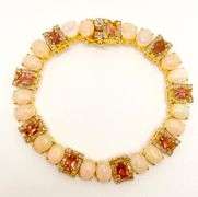 BEAUTIFUL PINK TOURMALINE, OPAL, & DIAMOND BRACELET- 30.0+CARATS!