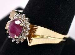 Brilliant Enhanced Ruby And Daimond Ring In 14K Yellow Gold