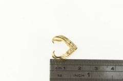 14K Yellow Gold Chevron Diamond Curved Open Design Slide Pendant