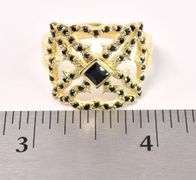 Vermeil Black Onyx Square Ring In Sterling Silver