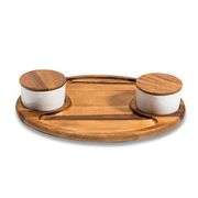 Tray with 2 Ceramic Bowls and Lids