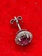 14K WHITE GOLD TOURMALINE AND DIAMOND STUD EARRINGS