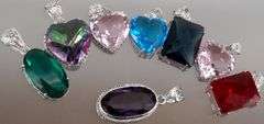 8 Piece Mixed Color Gemstone Pendants