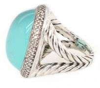 Vintage David Yurman Signature Oval Chalcedony and Diamond Frame Ring in Sterling