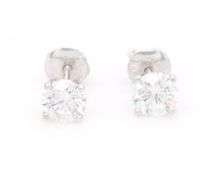 1.00ctw Round Diamond Solitaire Stud Earrings in 14K