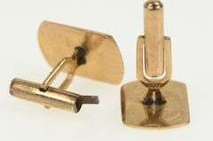 14K Yellow Gold Squared Monogrammable Vintage Classic Cuff Links