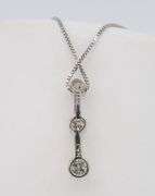 Classic Three Stone Diamond Drop Pendant Necklace