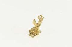 10K Yellow Gold 3D Sprite Gnome Reading Book on Mushroom Charm/Pendant