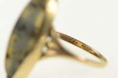 10K Yellow Gold Dendritic Agate Rigid Navette Vintage Ring