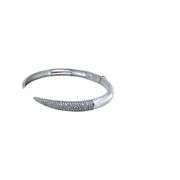18K WHITE GOLD OPEN BANGLE WITH DIAMONDS