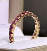 14KT SOLID YELLOW GOLD NATURAL RUBY ETERNITY BAND RING