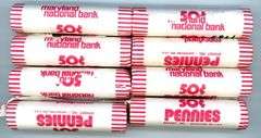 8 Bank-Wrapped BU Rolls of 1983 Lincoln Cents