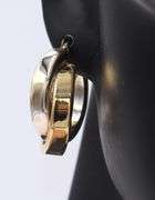 Pleasing Two Tone Gold Crossover Double Hoop Earrings