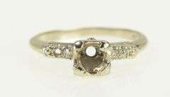 14K White Gold 1940's 3.8mm Diamond Engagement Setting Ring