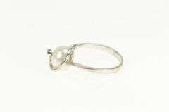14K White Gold Retro Pearl Swirl Design Statement Vintage Ring