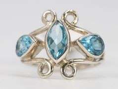 Sterling Silver Natural Blue Topaz Gemstone Ring Size 9