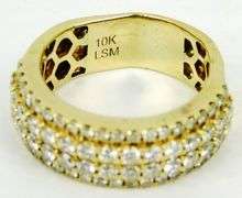 Dramatic Wide 10K Gold Band of Diamonds, Size 8.25