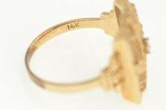 14K Yellow Gold Art Deco Squared Filigree Vintage Floral Ring