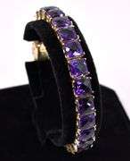 Admirable Purple Amethyst Gem Tennis Bracelet In 14K Yellow Gold