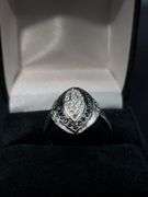 Silver & Black Natural Diamond Football Ring