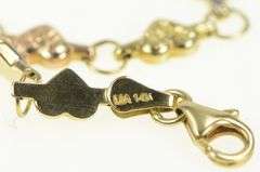 14K Yellow Gold Tri Tone Puffy Heart Link Vintage Tennis Bracelet