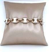 14K YELLOW GOLD DIAMOND AND MOTHER PEARL MARINER LINK BRACELET